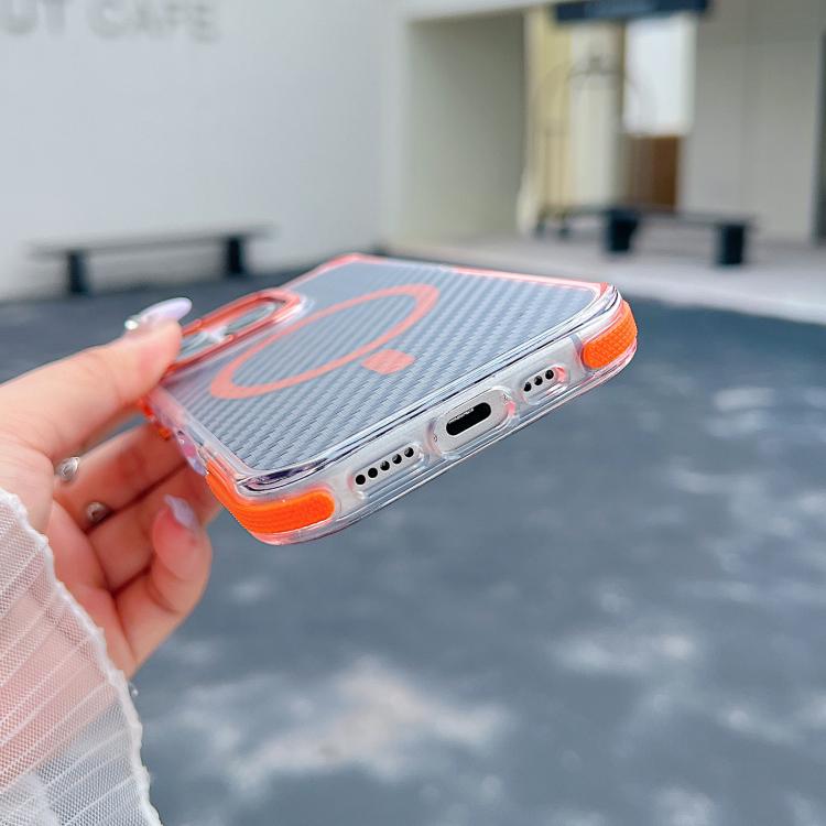 Custodia per telefono MagSafe con texture in fibra di carbonio bicolore., For iPhone 16 Pro