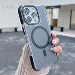 Custodia per telefono MagSafe con texture in fibra di carbonio bicolore., For iPhone 16 Pro