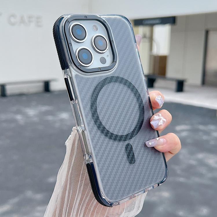 Custodia per telefono MagSafe con texture in fibra di carbonio bicolore., For iPhone 16 Pro