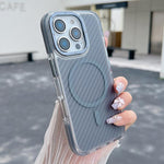 Custodia per telefono MagSafe con texture in fibra di carbonio bicolore., For iPhone 16 Pro
