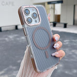 Custodia per telefono MagSafe con texture in fibra di carbonio bicolore., For iPhone 16 Pro