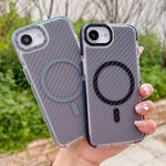 Custodia per telefono MagSafe con texture in fibra di carbonio bicolore., For iPhone 17e / 16e