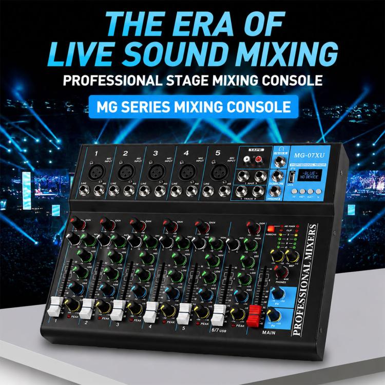 MG-07 Mixer professionale multifunzione a 7 canali con Bluetooth per streaming live e registrazione, EU Plug, UK Plug, US Plug