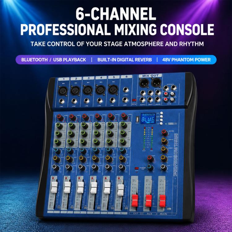 Mixer professionale Bluetooth a 6 canali CT-6 con amplificatore, EU Plug, UK Plug, US Plug
