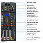 Mixer professionale Bluetooth a 6 canali CT-6 con amplificatore, EU Plug, UK Plug, US Plug
