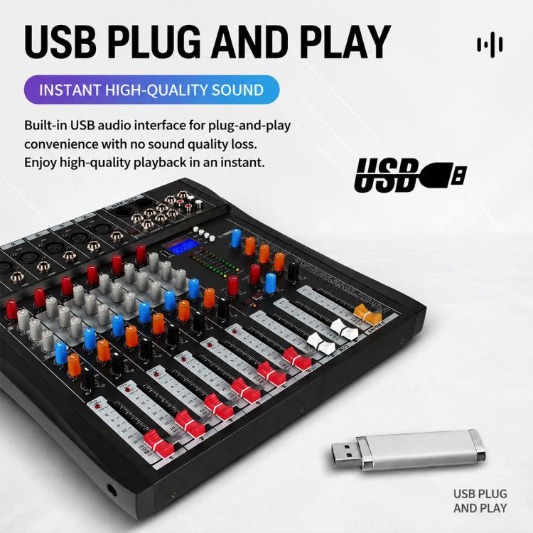 Mixer professionale Bluetooth a 6 canali CT-6 con amplificatore, EU Plug, UK Plug, US Plug
