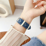 Cinturino per orologio in tela denim con fibbia ad ardiglione., For Apple Watch 46mm / 49mm / 45mm / 44mm, For Apple Watch 42mm / 41mm / 40mm / 38mm