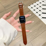 Cinturino per orologio in vera pelle cerata con fibbia ad ardiglione., For Apple Watch 46mm / 49mm / 45mm / 44mm, For Apple Watch 42mm / 41mm / 40mm / 38mm