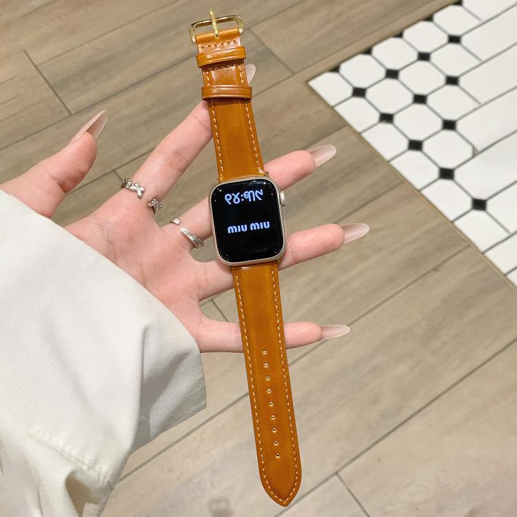 Cinturino per orologio in vera pelle cerata con fibbia ad ardiglione., For Apple Watch 46mm / 49mm / 45mm / 44mm, For Apple Watch 42mm / 41mm / 40mm / 38mm