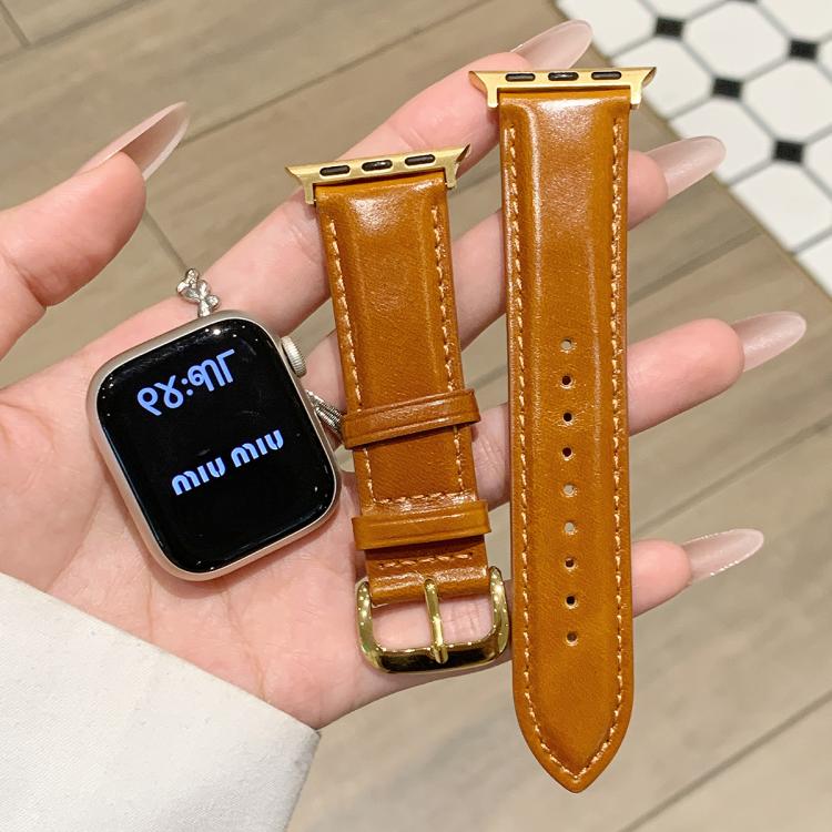 Cinturino per orologio in vera pelle cerata con fibbia ad ardiglione., For Apple Watch 46mm / 49mm / 45mm / 44mm, For Apple Watch 42mm / 41mm / 40mm / 38mm