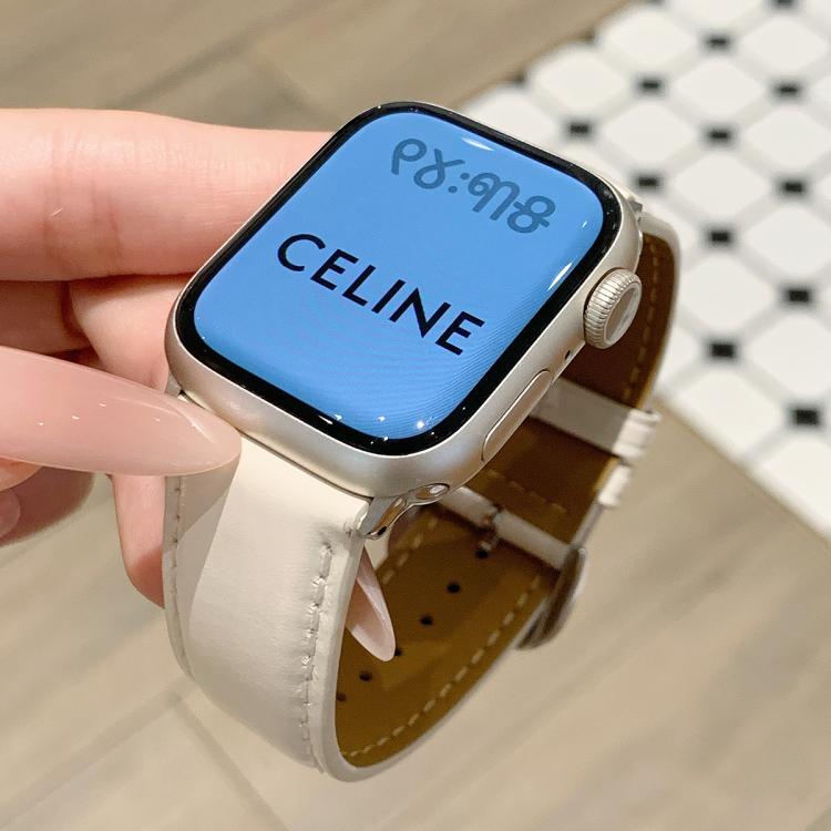 Cinturino per orologio in vera pelle cerata con fibbia ad ardiglione., For Apple Watch 46mm / 49mm / 45mm / 44mm, For Apple Watch 42mm / 41mm / 40mm / 38mm