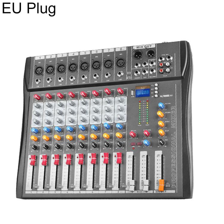 Mixer professionale Bluetooth a 8 canali CT-8 con scheda audio USB, EU Plug, UK Plug, US Plug