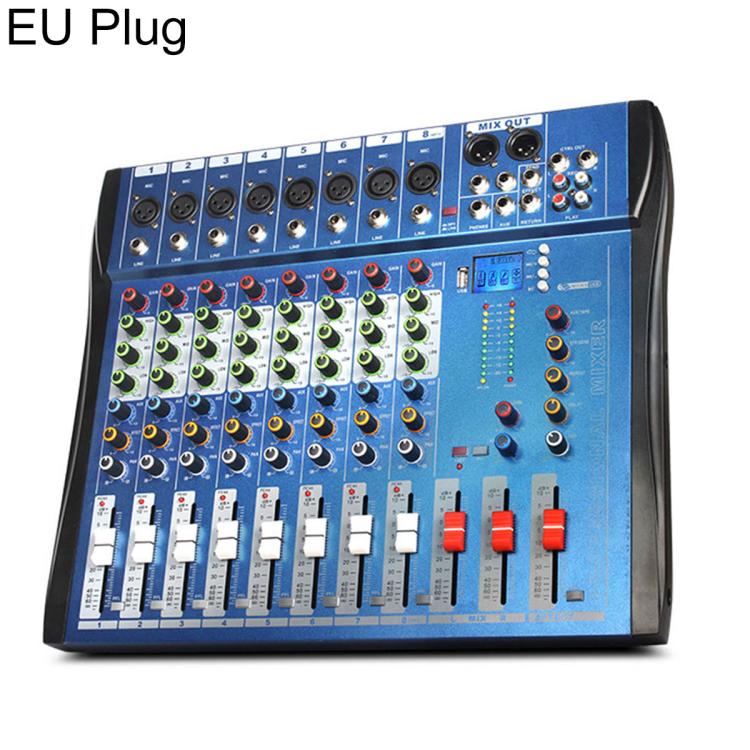 Mixer professionale Bluetooth a 8 canali CT-8 con scheda audio USB, EU Plug, UK Plug, US Plug