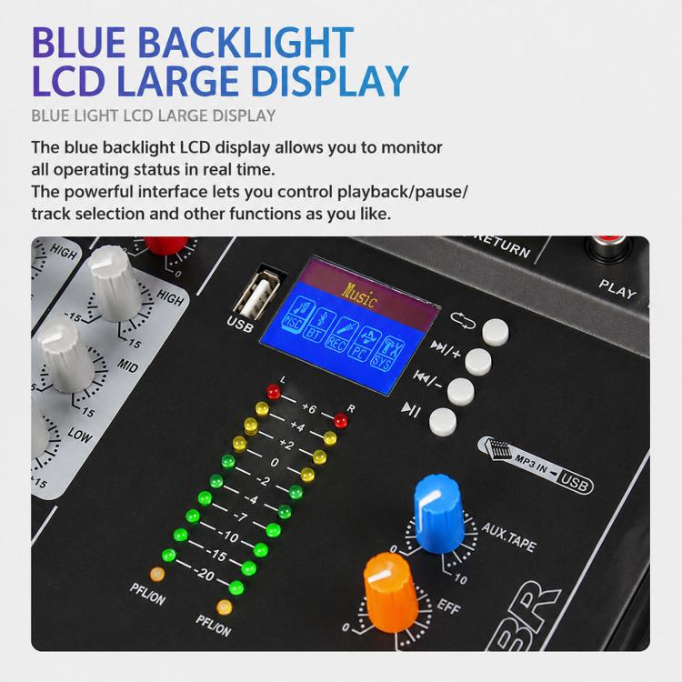 Mixer professionale Bluetooth a 8 canali CT-8 con scheda audio USB, EU Plug, UK Plug, US Plug
