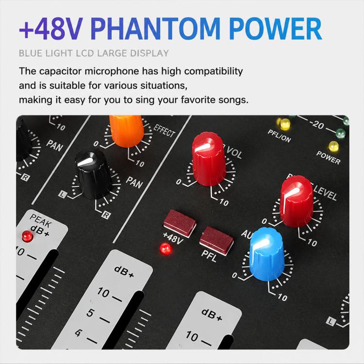 Mixer professionale Bluetooth a 8 canali CT-8 con scheda audio USB, EU Plug, UK Plug, US Plug