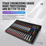 CT-12 Mixer professionale a 12 canali con Bluetooth per registrazione e streaming live, EU Plug, UK Plug, US Plug