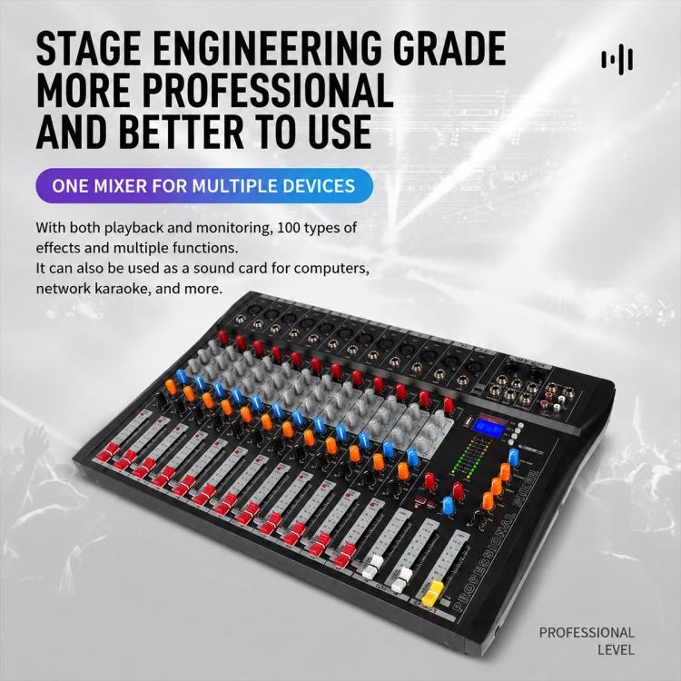 CT-12 Mixer professionale a 12 canali con Bluetooth per registrazione e streaming live, EU Plug, UK Plug, US Plug