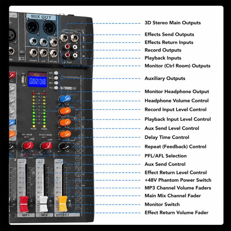 CT-16 Mixer professionale a 16 canali con Bluetooth per registrazione e sistema audio KTV, EU Plug, UK Plug, US Plug