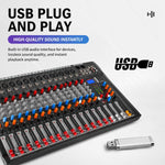CT-16 Mixer professionale a 16 canali con Bluetooth per registrazione e sistema audio KTV, EU Plug, UK Plug, US Plug