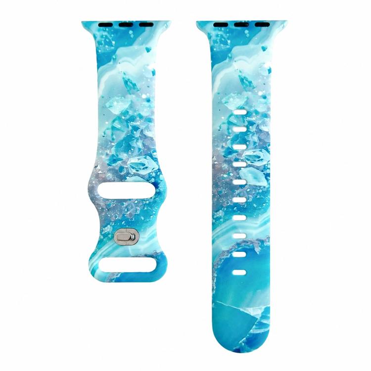 Cinturino per orologio in silicone con fibbia a rovescio e stampa effetto marmo dipinto., For Apple Watch 46mm / 49mm / 45mm / 44mm, For Apple Watch 42mm / 41mm / 40mm / 38mm