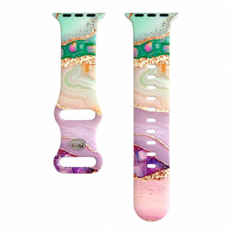 Cinturino per orologio in silicone con fibbia a rovescio e stampa effetto marmo dipinto., For Apple Watch 46mm / 49mm / 45mm / 44mm, For Apple Watch 42mm / 41mm / 40mm / 38mm