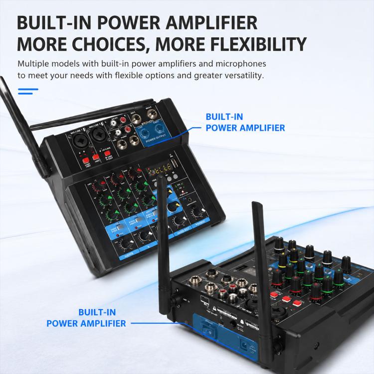 Mixer Bluetooth professionale multifunzione a 4 canali G4B con amplificatore integrato., EU Plug, UK Plug, US Plug