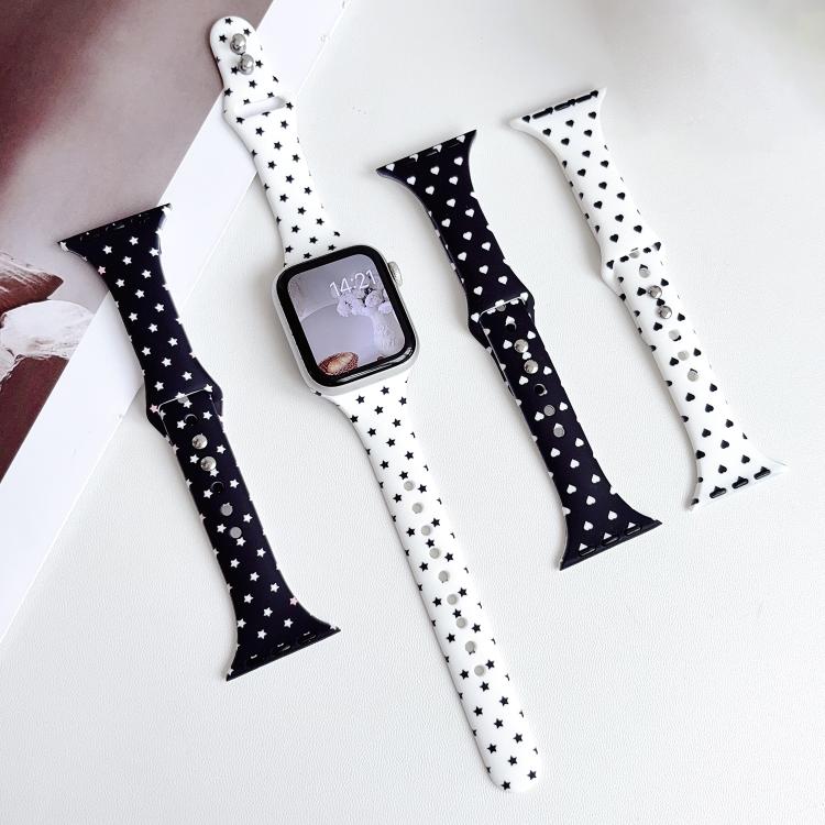 Cinturino per orologio in silicone sottile con fibbia inversa stampata., For Apple Watch 46mm / 49mm / 45mm / 44mm, For Apple Watch 42mm / 41mm / 40mm / 38mm