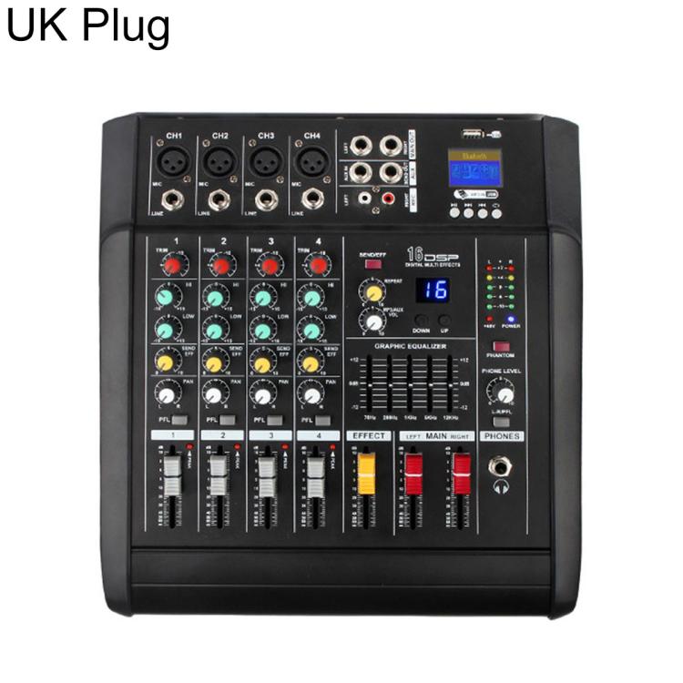 Mixer professionale Bluetooth multifunzione a 4 canali modello 402D con amplificatore integrato., EU Plug, UK Plug, US Plug