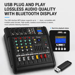 Mixer professionale Bluetooth multifunzione a 6 canali modello 602D con amplificatore integrato., EU Plug, UK Plug, US Plug