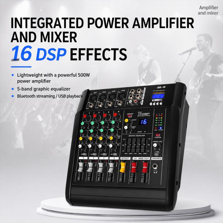 Mixer professionale Bluetooth multifunzione a 12 canali modello 1202D con amplificatore integrato., EU Plug, UK Plug, US Plug