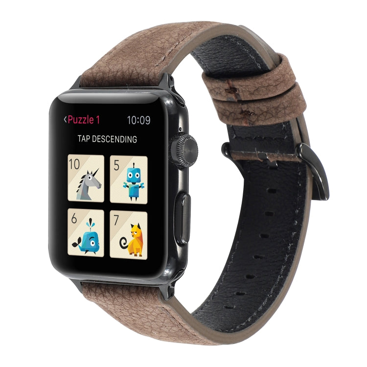 Cinturino in vera pelle con trama litchi per Apple Watch Series 6 e SE e 5 e 4 44 mm / 3 e 2 e 1 42 mm, For Apple Watch Series 7 45mm / 6 & SE & 5 & 4 44mm / 3 & 2 & 1 42mm