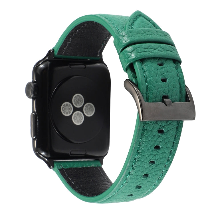 Cinturino in vera pelle con trama litchi per Apple Watch Series 6 e SE e 5 e 4 44 mm / 3 e 2 e 1 42 mm, For Apple Watch Series 7 45mm / 6 & SE & 5 & 4 44mm / 3 & 2 & 1 42mm