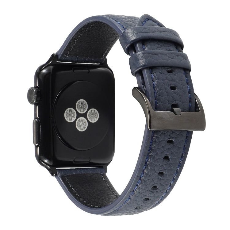 Cinturino in vera pelle con trama litchi per Apple Watch Series 6 e SE e 5 e 4 44 mm / 3 e 2 e 1 42 mm, For Apple Watch Series 7 45mm / 6 & SE & 5 & 4 44mm / 3 & 2 & 1 42mm