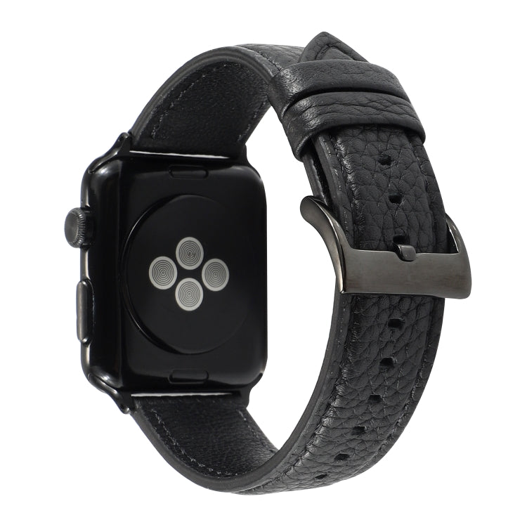 Cinturino in vera pelle con trama litchi per Apple Watch Series 6 e SE e 5 e 4 44 mm / 3 e 2 e 1 42 mm, For Apple Watch Series 7 45mm / 6 & SE & 5 & 4 44mm / 3 & 2 & 1 42mm