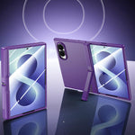 Custodia per telefono con cerniera in policarbonato satinato effetto pelle, con pellicola integrata, supporto in cerniera., For Galaxy Z Fold8 5G, For Galaxy Z Fold8 Ultra 5G