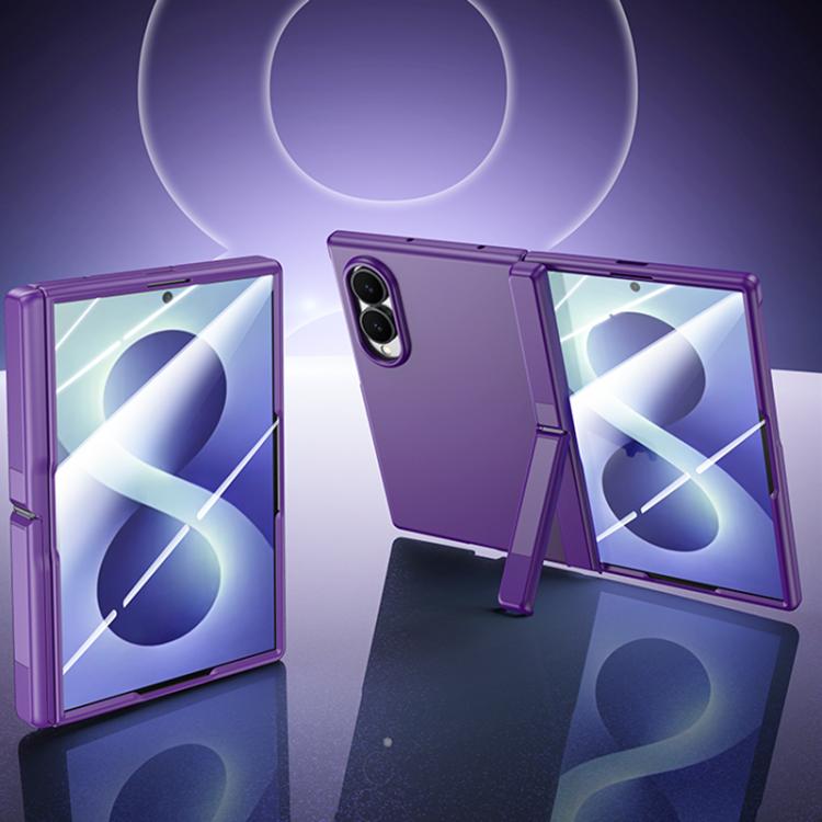 Custodia per telefono con cerniera in policarbonato satinato effetto pelle, con pellicola integrata, supporto in cerniera., For Galaxy Z Fold8 5G, For Galaxy Z Fold8 Ultra 5G