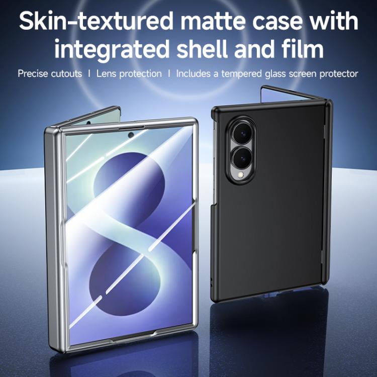 Custodia per telefono con cerniera integrata in policarbonato satinato effetto pelle, rivestimento spray, cerniera in PC., For Galaxy Z Fold8 5G, For Galaxy Z Fold8 Ultra 5G