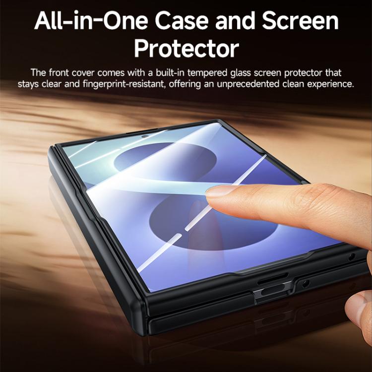 Custodia per telefono con cerniera integrata in policarbonato satinato effetto pelle, rivestimento spray, cerniera in PC., For Galaxy Z Fold8 5G, For Galaxy Z Fold8 Ultra 5G