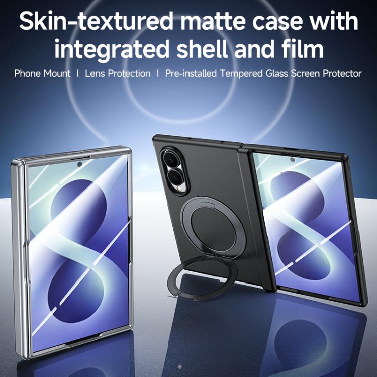 Custodia per telefono in PC con rivestimento spray satinato effetto pelle, supporto magnetico a 360°, cerniera e pellicola integrata., For Galaxy Z Fold8 5G, For Galaxy Z Fold8 Ultra 5G