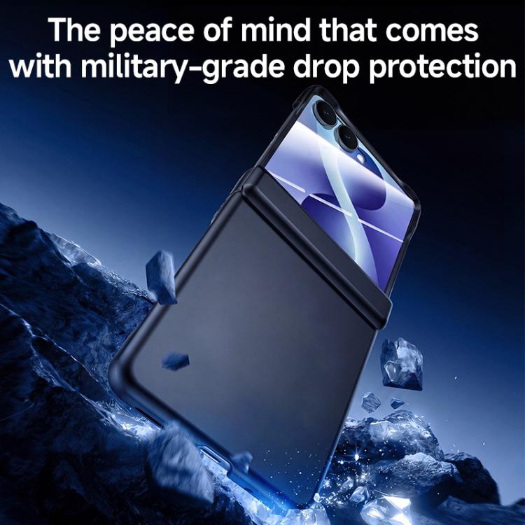Custodia per telefono con cerniera integrata in policarbonato satinato effetto pelle, rivestimento spray, cerniera in PC., For Galaxy Z Flip8 5G