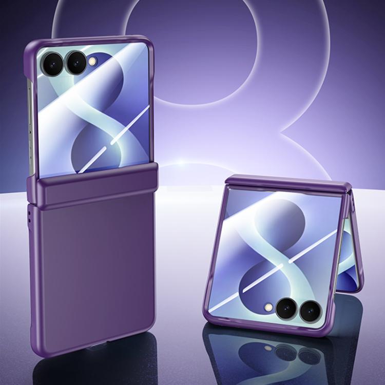 Custodia per telefono con cerniera integrata in policarbonato satinato effetto pelle, rivestimento spray, cerniera in PC., For Galaxy Z Flip8 5G