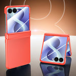 Custodia per telefono con cerniera integrata in policarbonato satinato effetto pelle, rivestimento spray, cerniera in PC., For Galaxy Z Flip8 5G