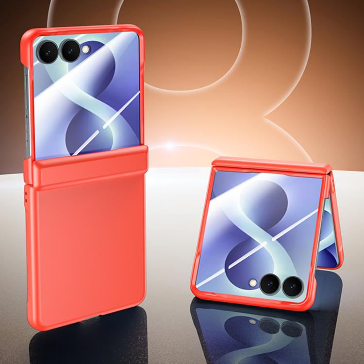 Custodia per telefono con cerniera integrata in policarbonato satinato effetto pelle, rivestimento spray, cerniera in PC., For Galaxy Z Flip8 5G
