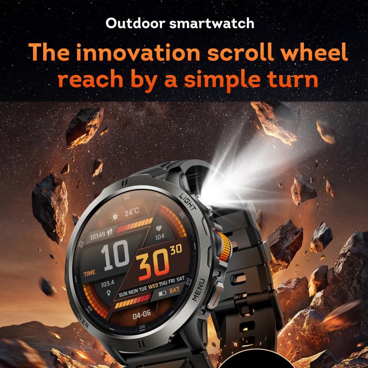 Smartwatch KT92 con display TFT da 1,7 pollici, impermeabilità fino a 3 ATM, controllo tramite rotella e batteria da 1000 mAh.