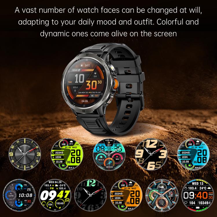 Smartwatch KT92 con display TFT da 1,7 pollici, impermeabilità fino a 3 ATM, controllo tramite rotella e batteria da 1000 mAh.