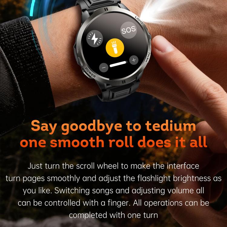 Smartwatch KT92 con display TFT da 1,7 pollici, impermeabilità fino a 3 ATM, controllo tramite rotella e batteria da 1000 mAh.