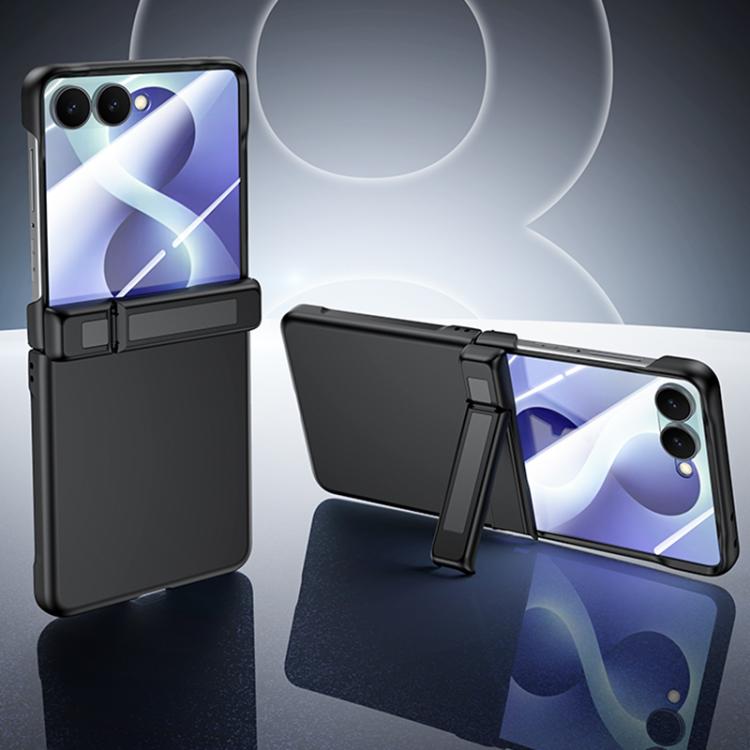 Custodia per telefono con cerniera in policarbonato satinato effetto pelle, con pellicola integrata, supporto in cerniera., For Galaxy Z Flip8 5G