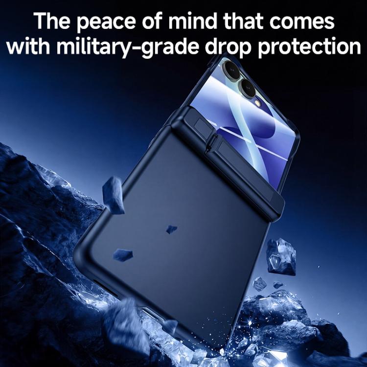 Custodia per telefono con cerniera in policarbonato satinato effetto pelle, con pellicola integrata, supporto in cerniera., For Galaxy Z Flip8 5G