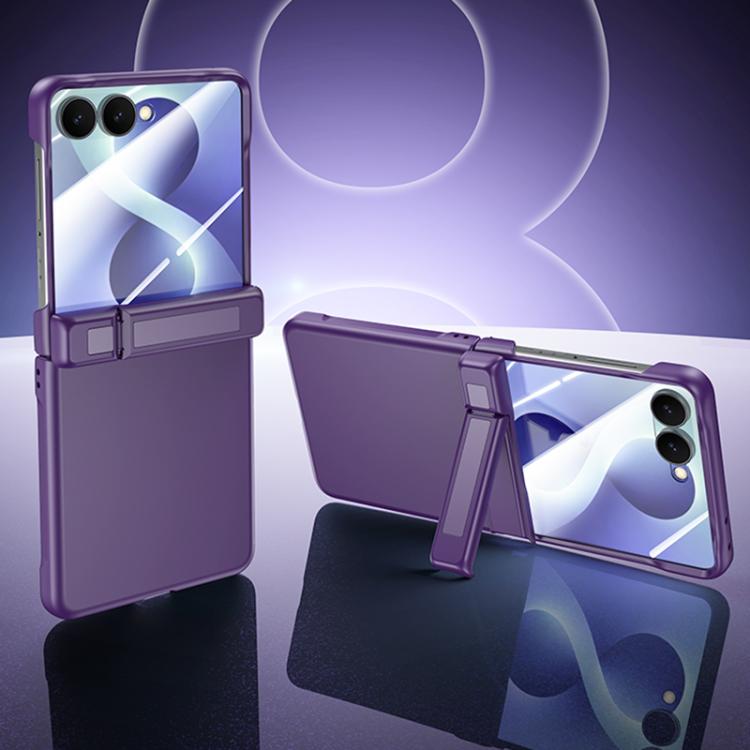 Custodia per telefono con cerniera in policarbonato satinato effetto pelle, con pellicola integrata, supporto in cerniera., For Galaxy Z Flip8 5G