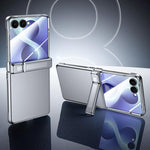 Custodia per telefono con cerniera in policarbonato satinato effetto pelle, con pellicola integrata, supporto in cerniera., For Galaxy Z Flip8 5G